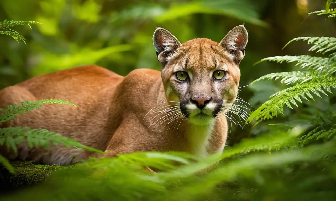 Puma acechante en la jungla vibrante