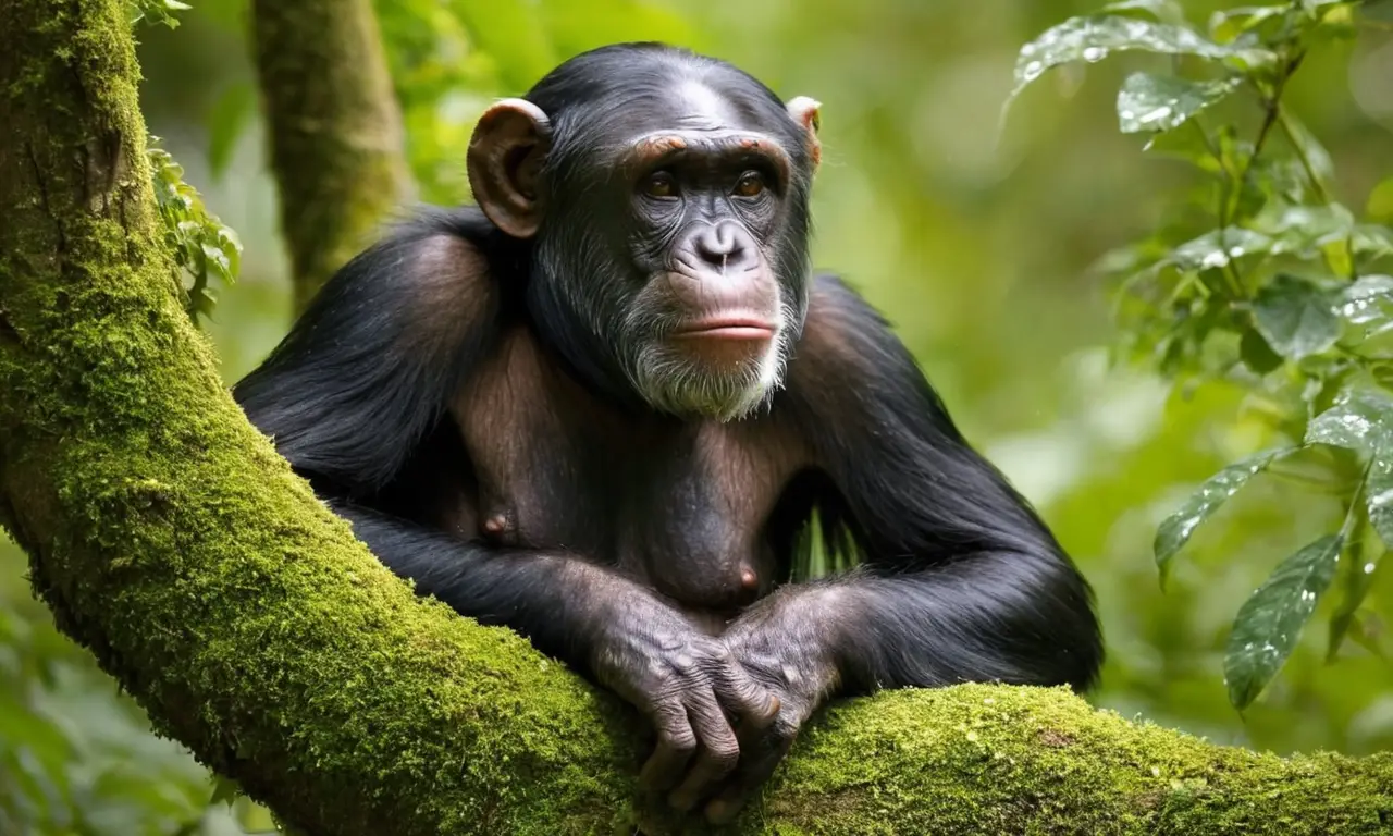 Chimpancé maduro en un vibrante entorno natural