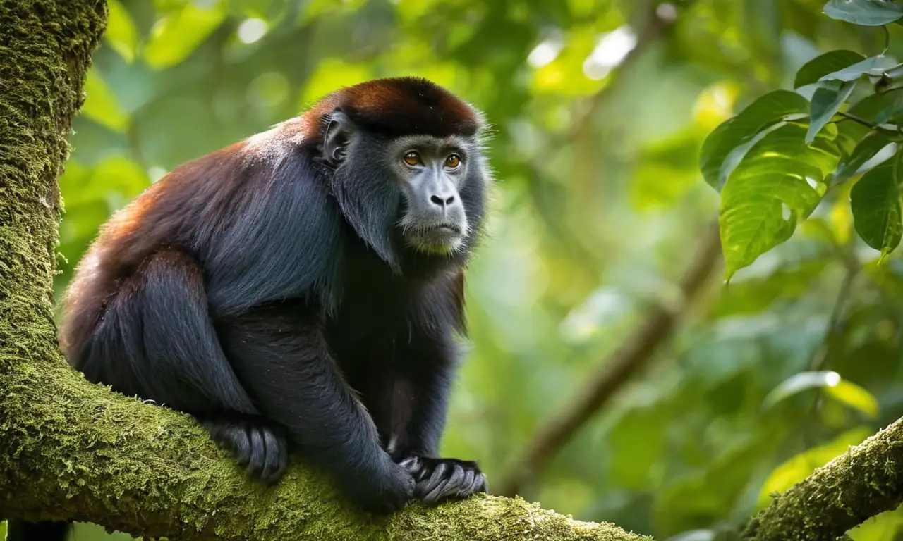 Mono aullador en la selva vibrante