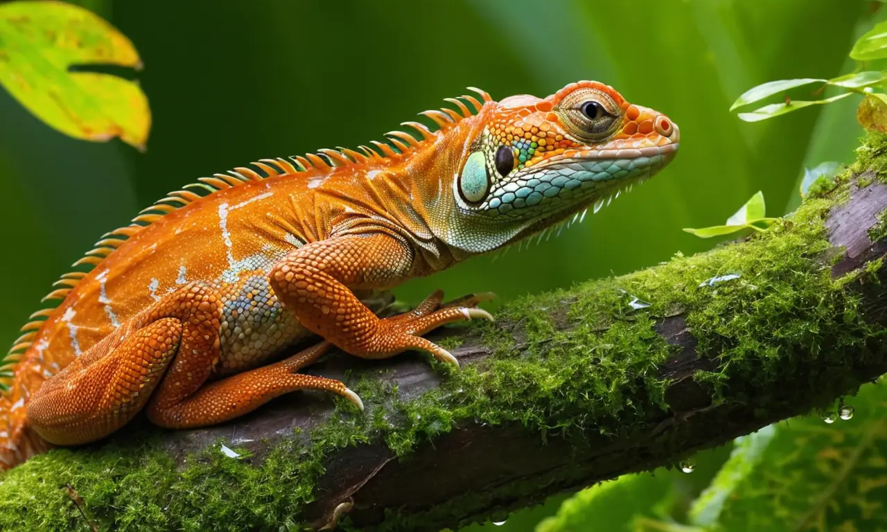 Un ecosistema exuberante con reptiles vibrantes