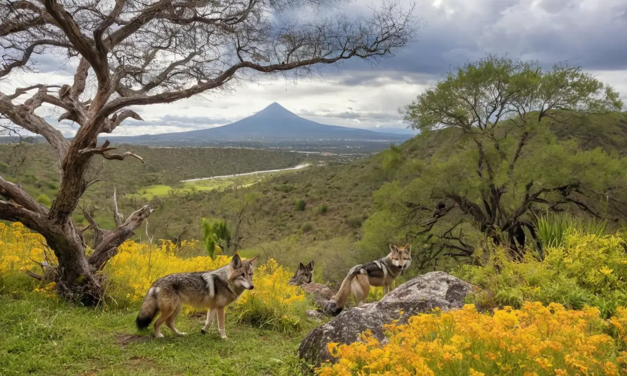 Paisaje vibrante de Puebla con fauna diversa