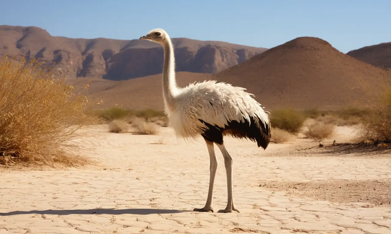 Ostrich elegante en un desierto dorado