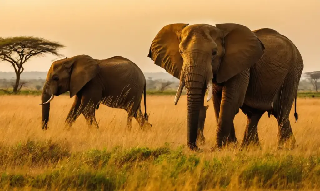Elefante majestuoso en savana dorada