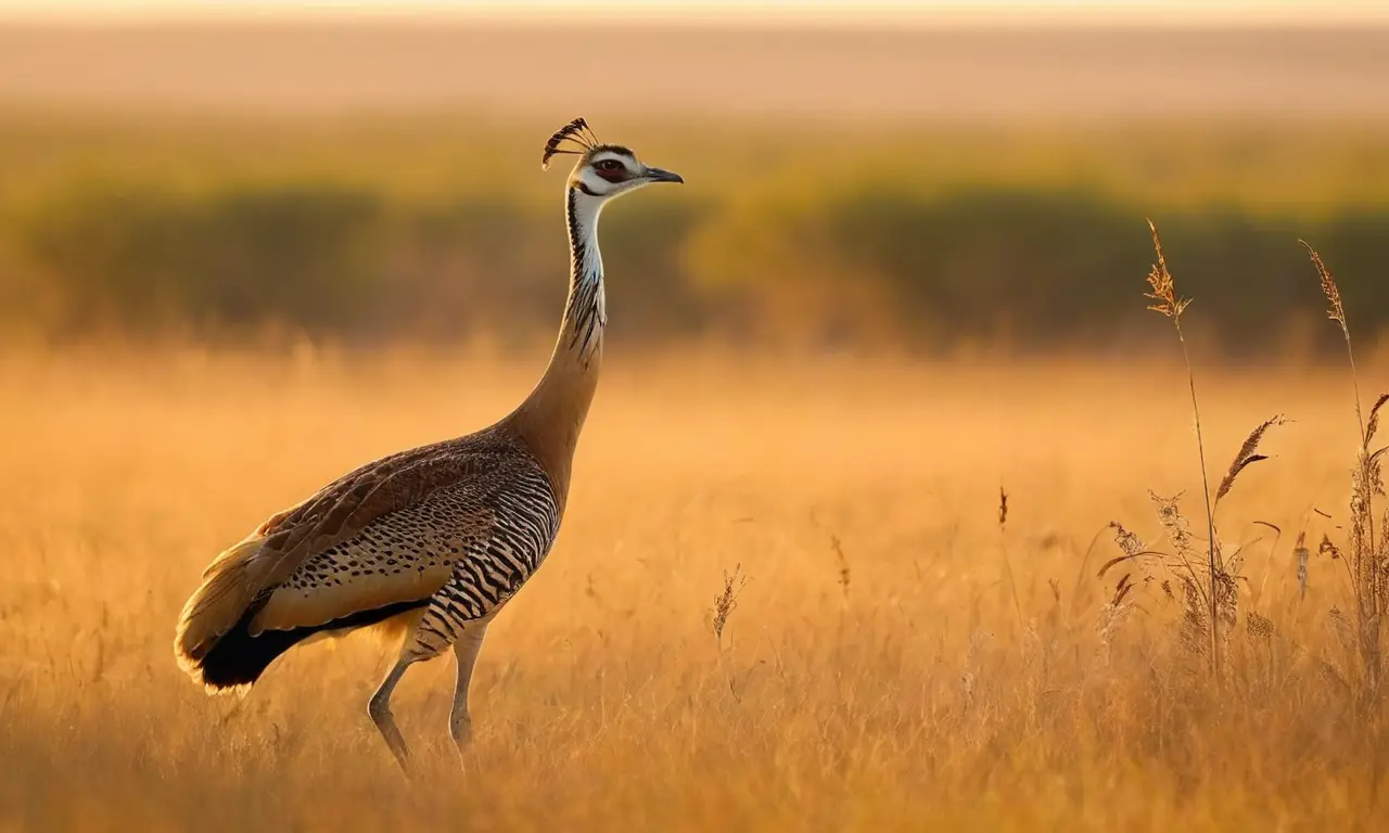 Majestuosa ave en una savanna soleada