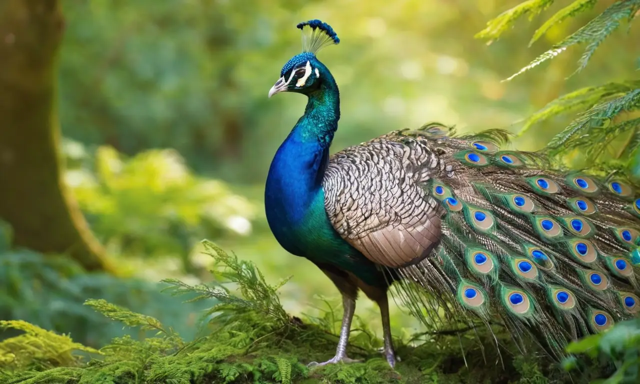 Pavón majestuoso en un bosque sereno