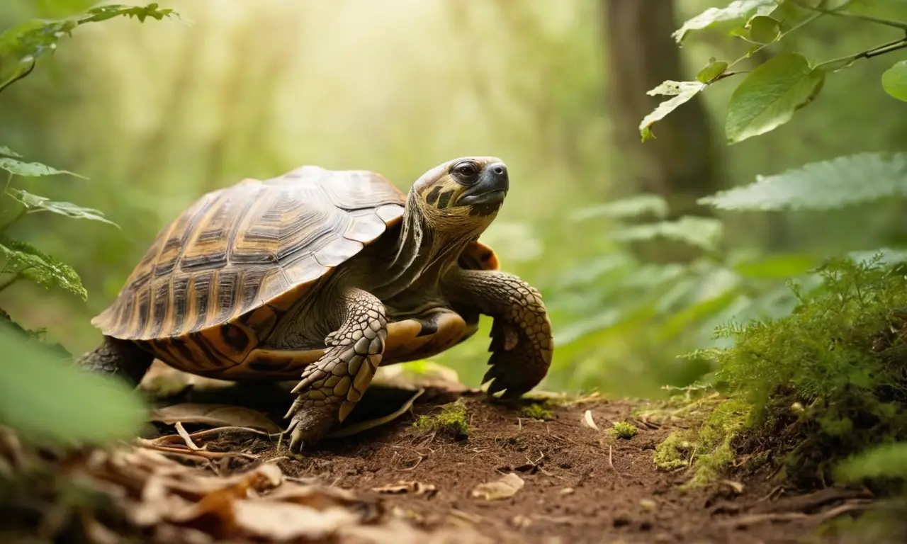 Selva tranquila con tortuga y perezoso