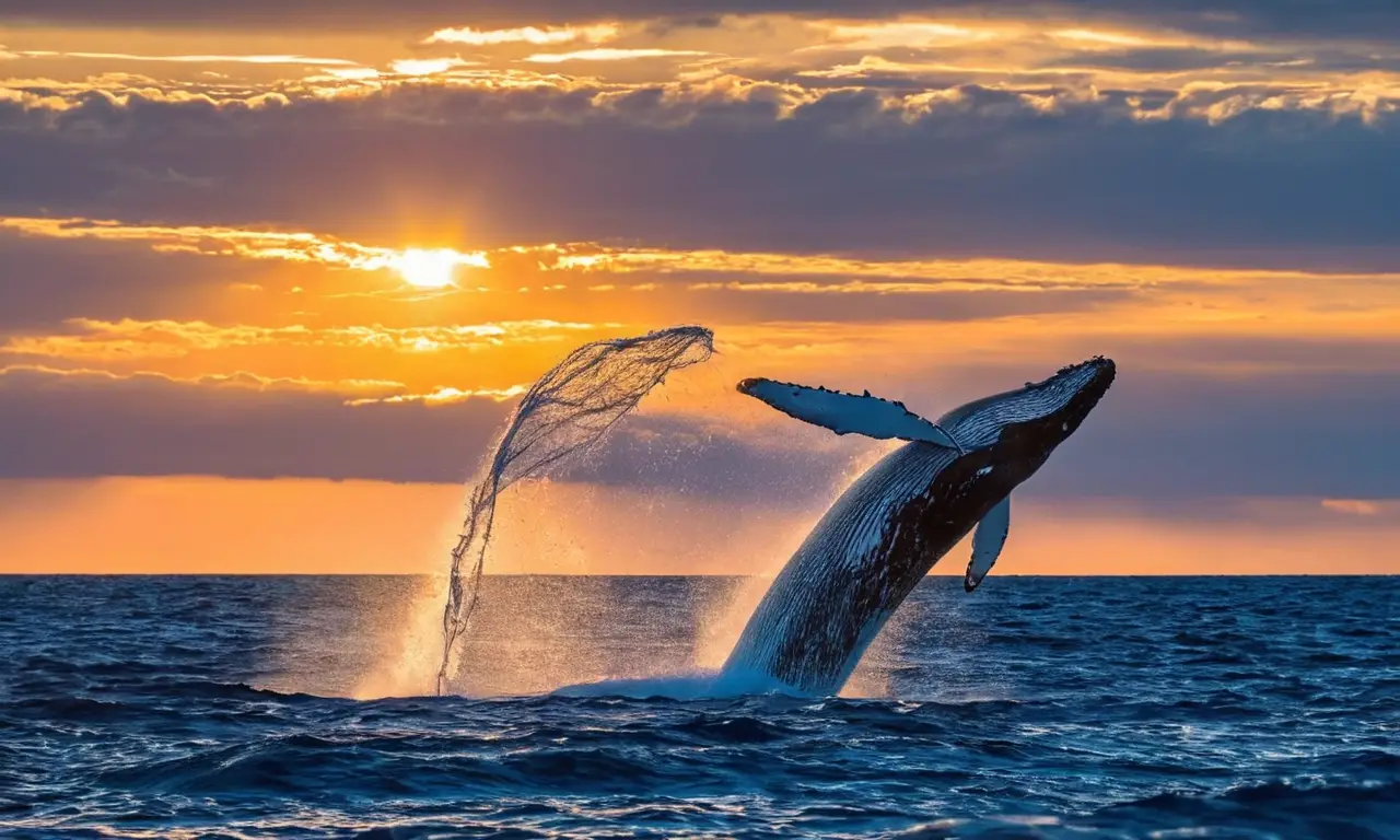 Ballenas gracejando en un océano vibrante