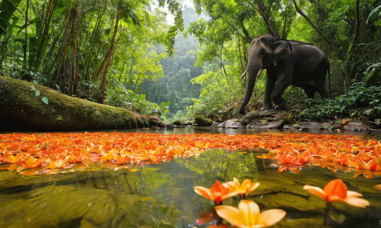 Biodiversidad vibrante en un paisaje tailandés