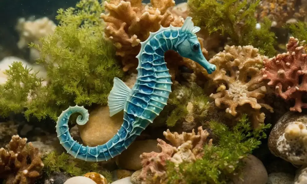 Caballito de mar nadando con realismo
