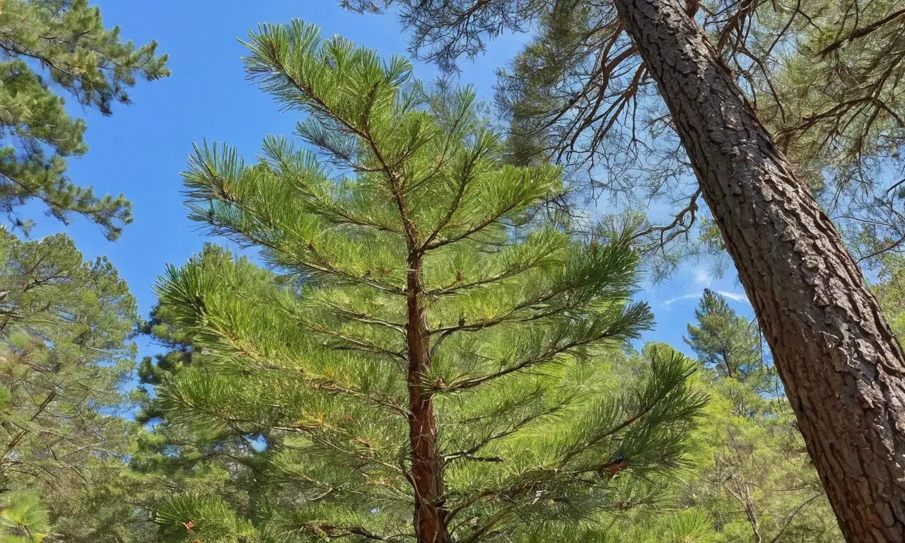 Árbol de conífera imponente en hermoso paisaje