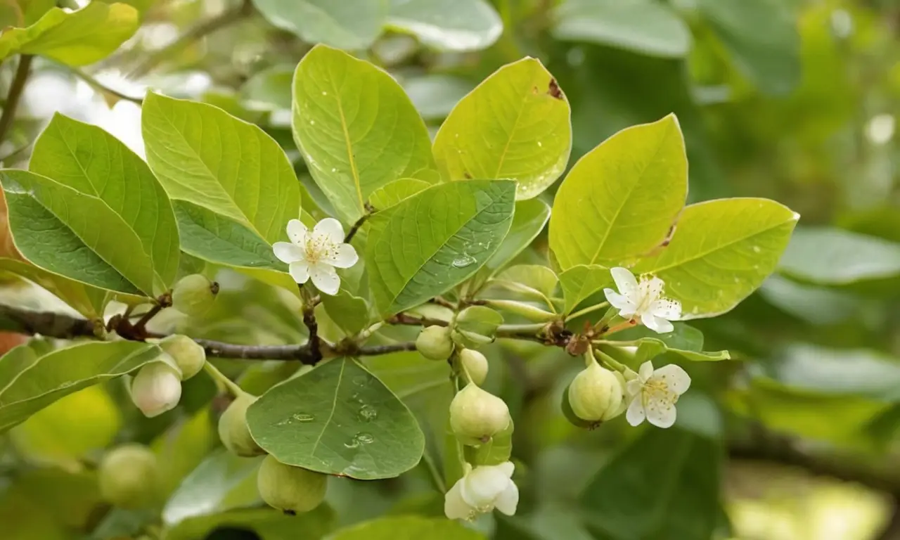 Árbol de guayaba en un jardín tranquilo