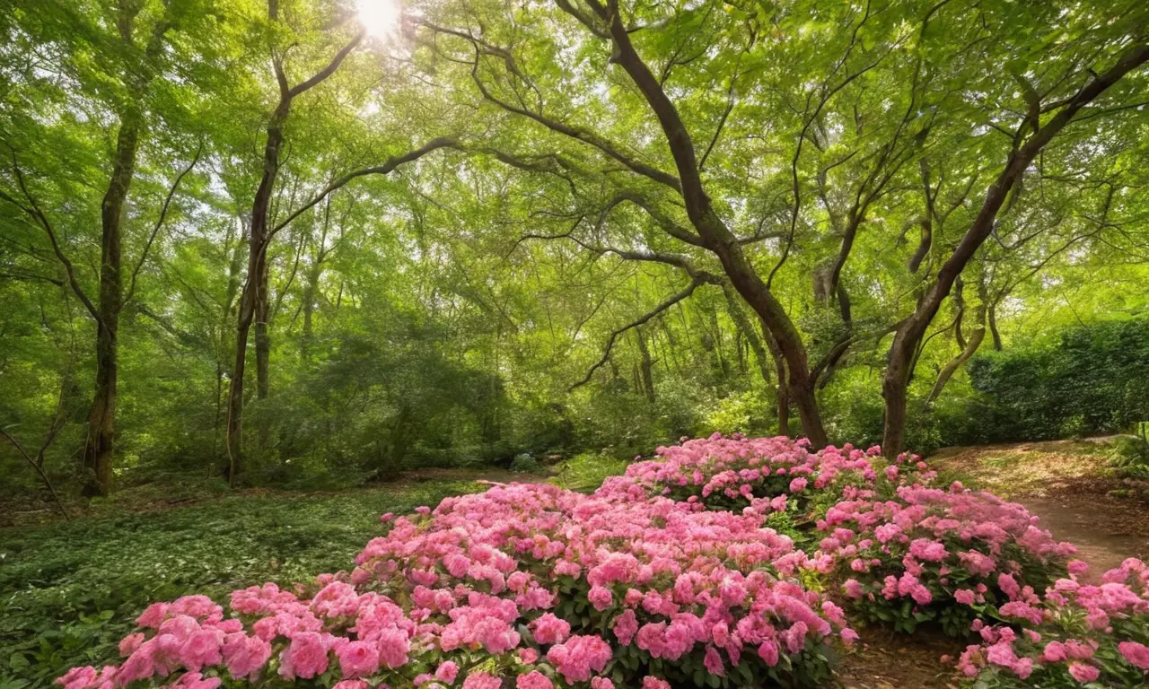 Jardín vibrante lleno de flores y naturaleza
