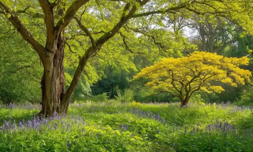 Árboles majestuosos bajo un cielo azul