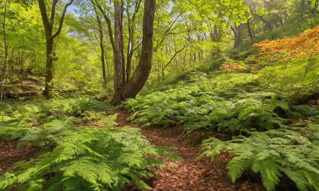 Paisaje verde vibrante con luz y vida