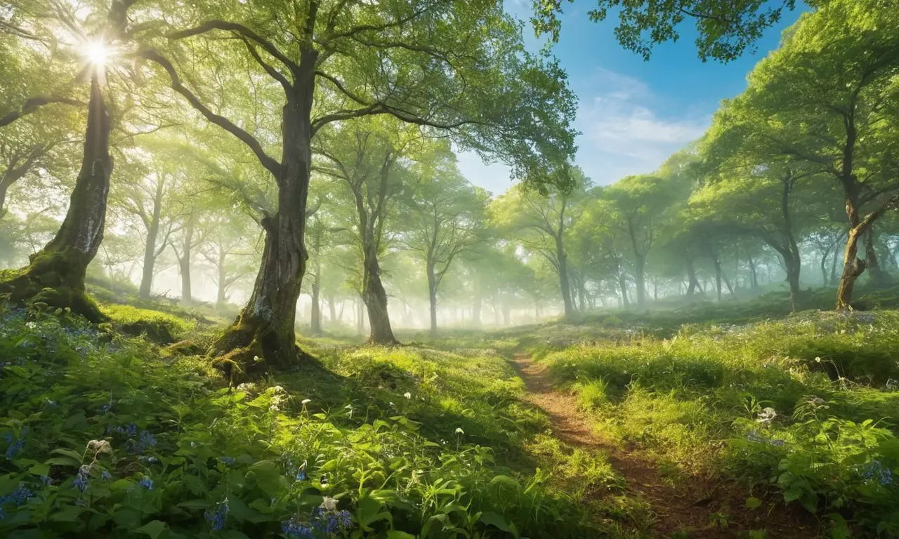 Paisaje verde vibrante con biodiversidad armoniosa