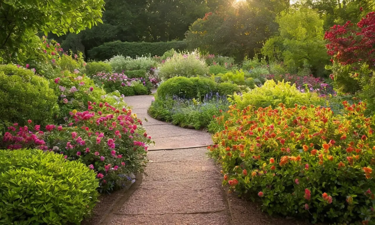 Jardín vibrante con flores y tranquilidad