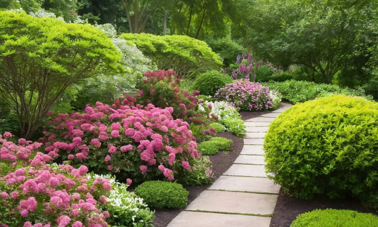 Jardín vibrante y armonioso con flores