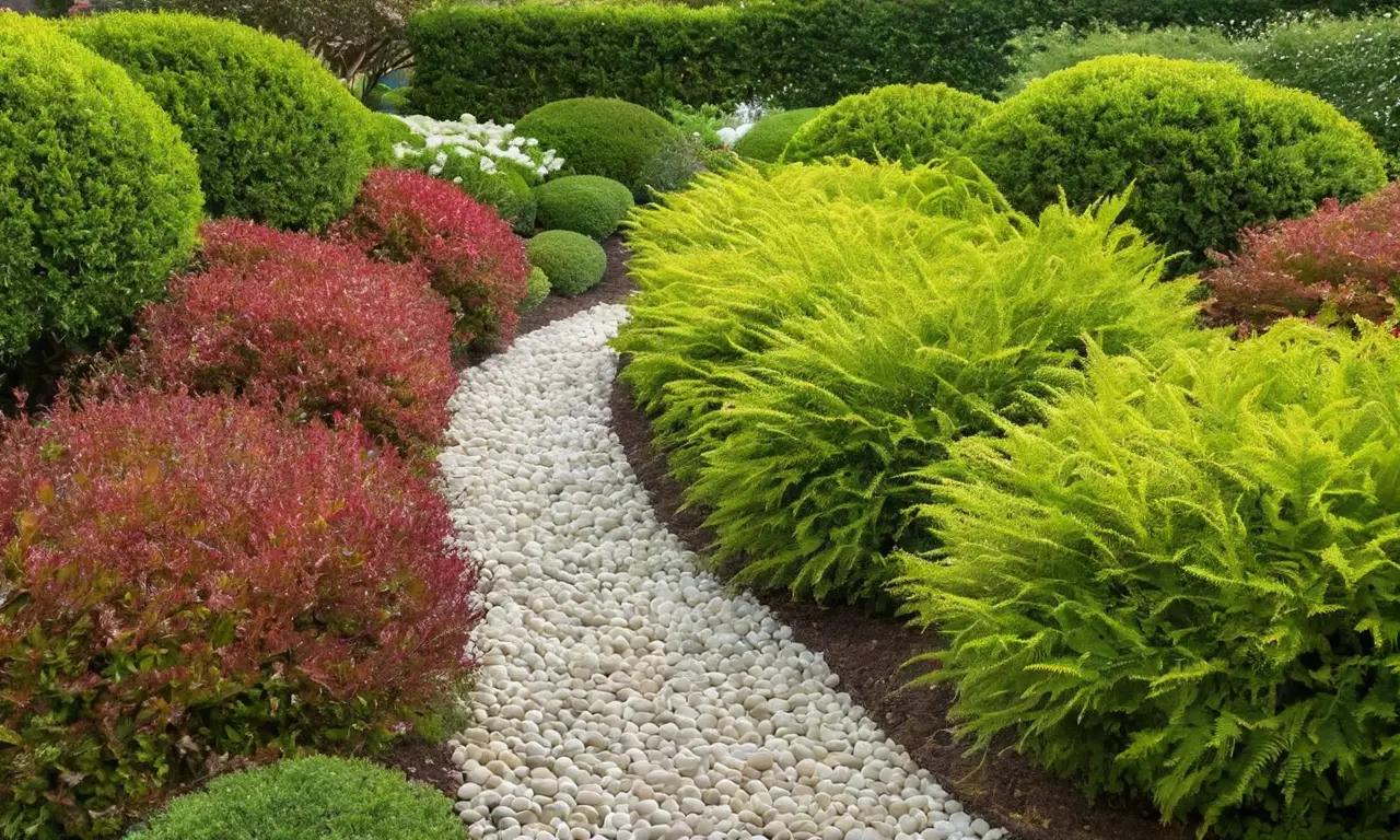 Fotinias vibrantes floridas crean un jardín armonioso