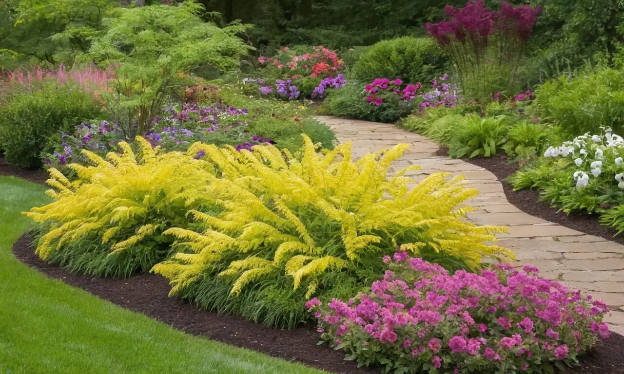 Jardín vibrante y armonioso con flores y vida