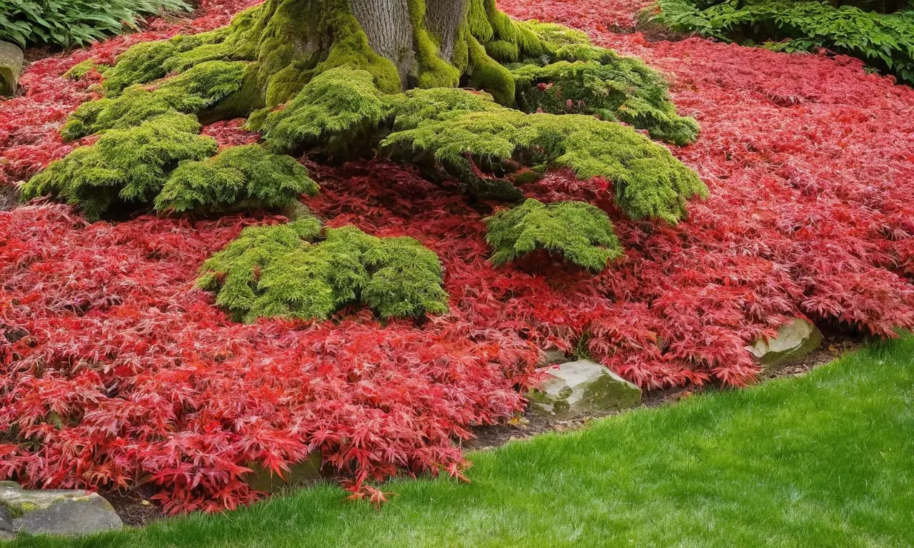 Harmonioso paisaje de un arce japonés