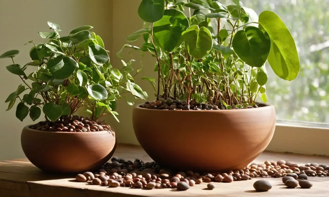 Espacio luminoso con plantas y textura natural