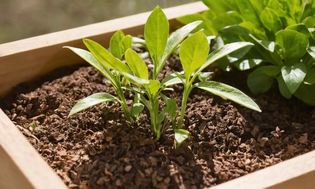 Jardín soleado con vegetación y vida