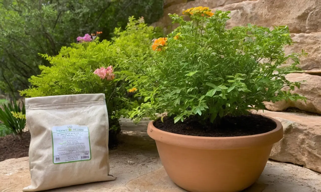Bolsa de tierra con flores y naturaleza