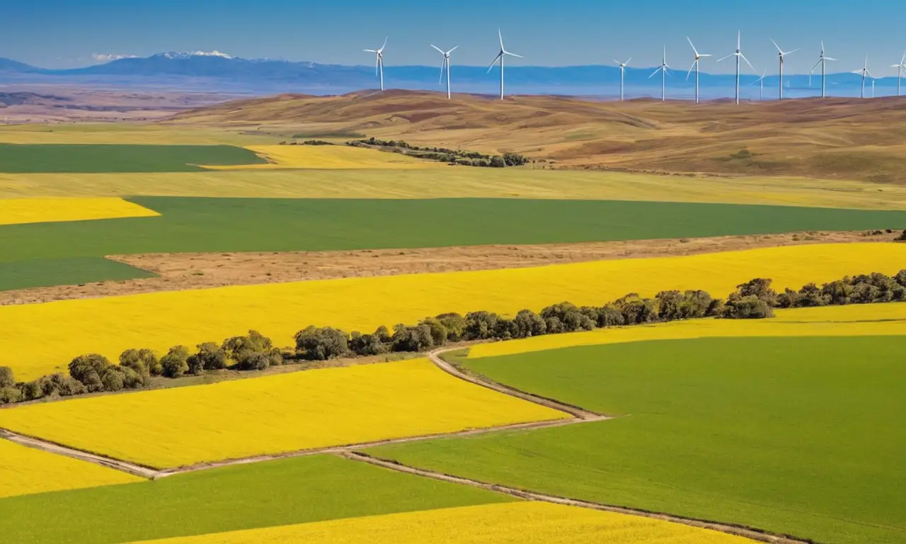 Paisaje argentino de tecnología y naturaleza armoniosa