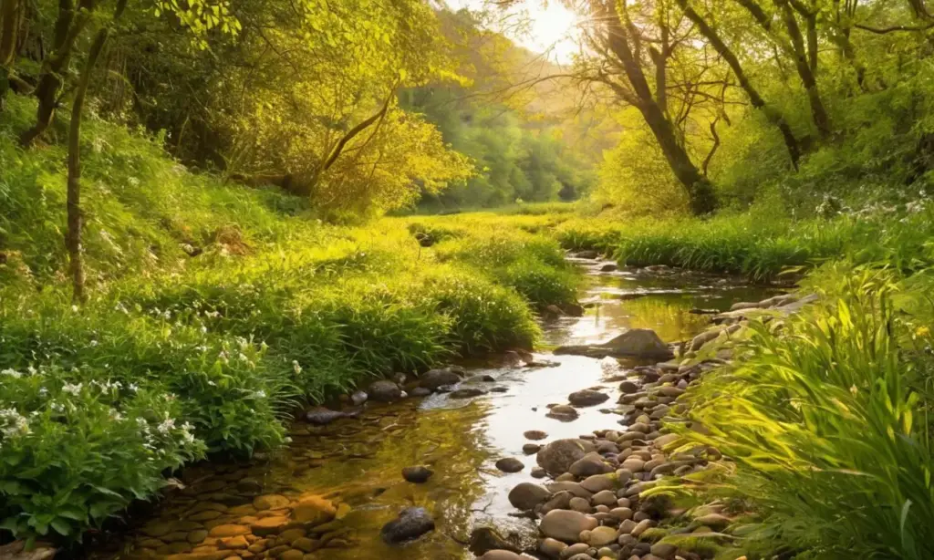 Río sereno rodeado de naturaleza vibrante