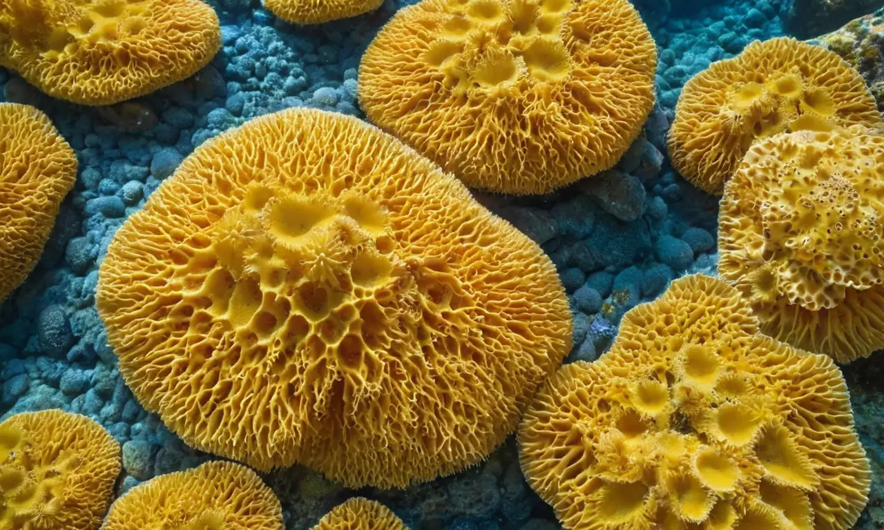 Esponjas de mar vibrantes en un entorno sereno