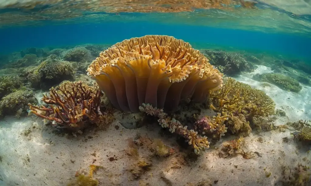 Vida marina diversa en un paisaje submarino
