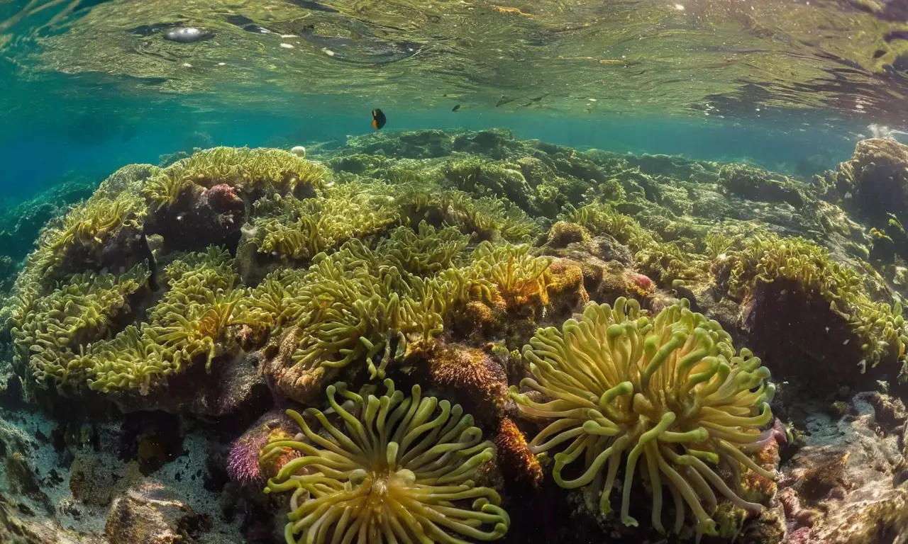Anémonas vibrantes en un entorno marino sereno