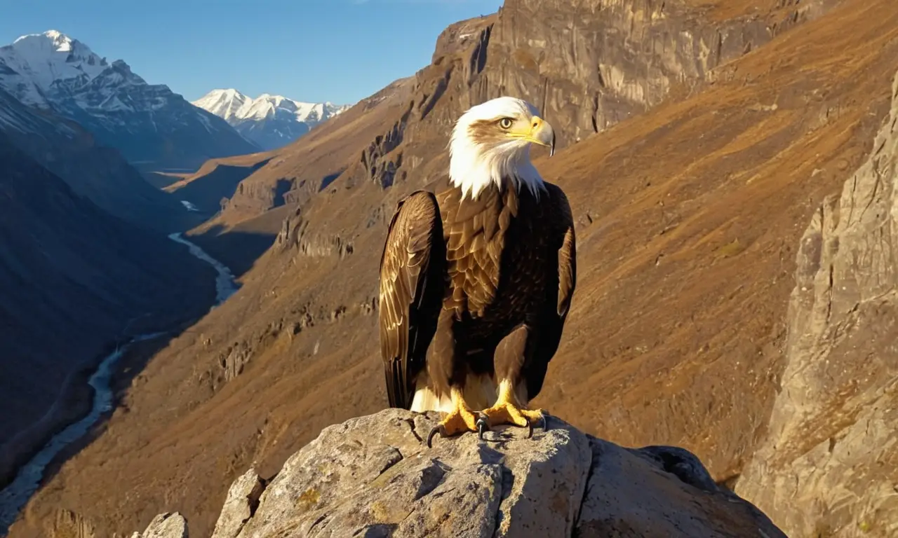 Águila majestuosa observa desde una roca