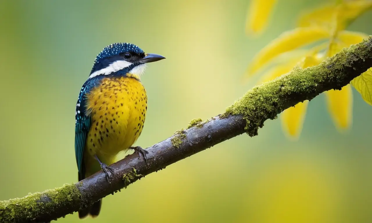 Un colorido pájaro en un bosque luminoso