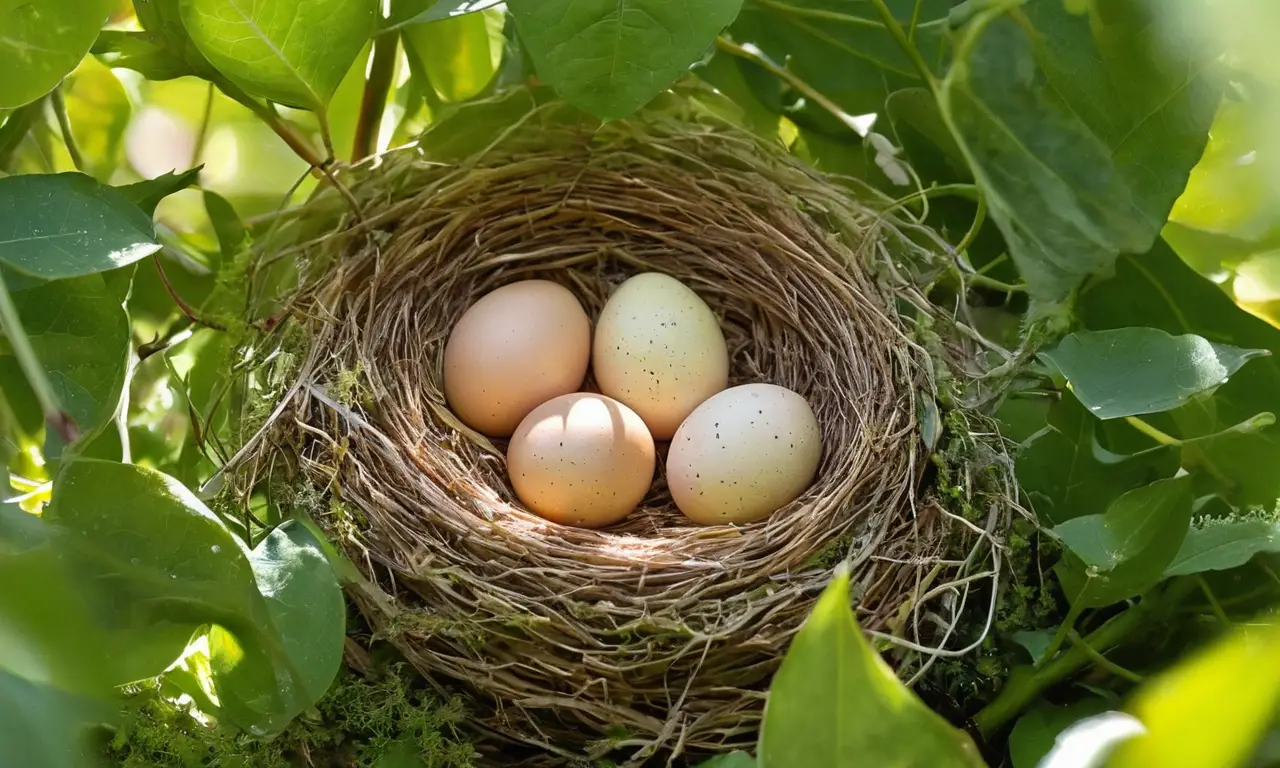 Nido con huevos bajo luz dorada