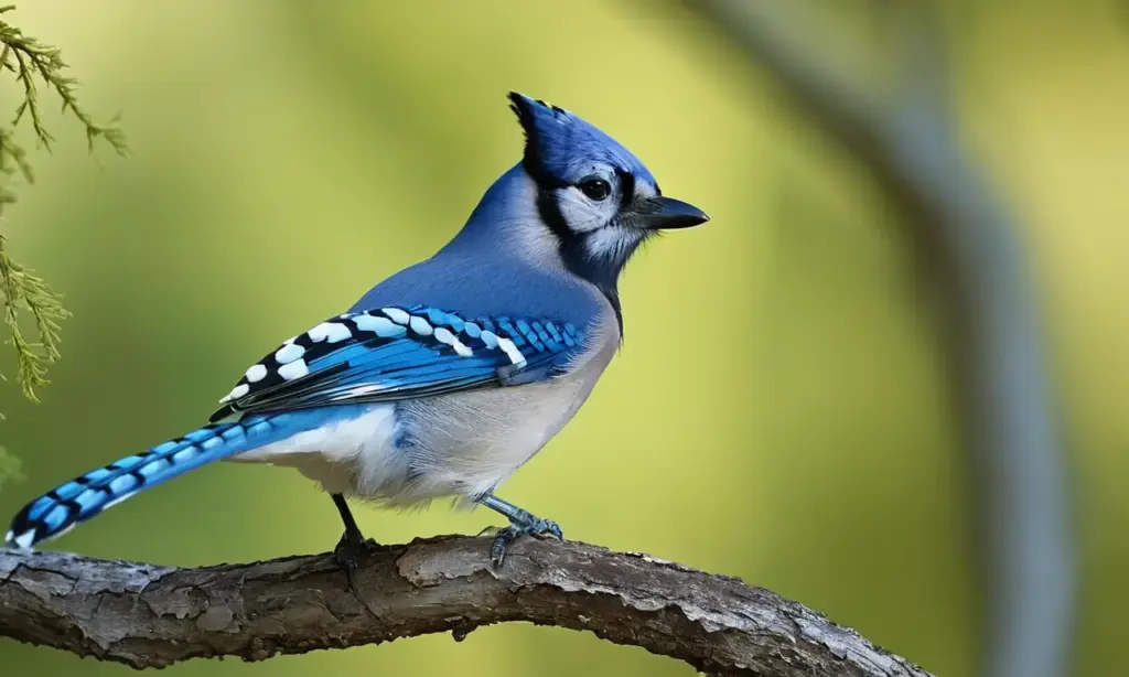 Un jays azul reposa en una rama