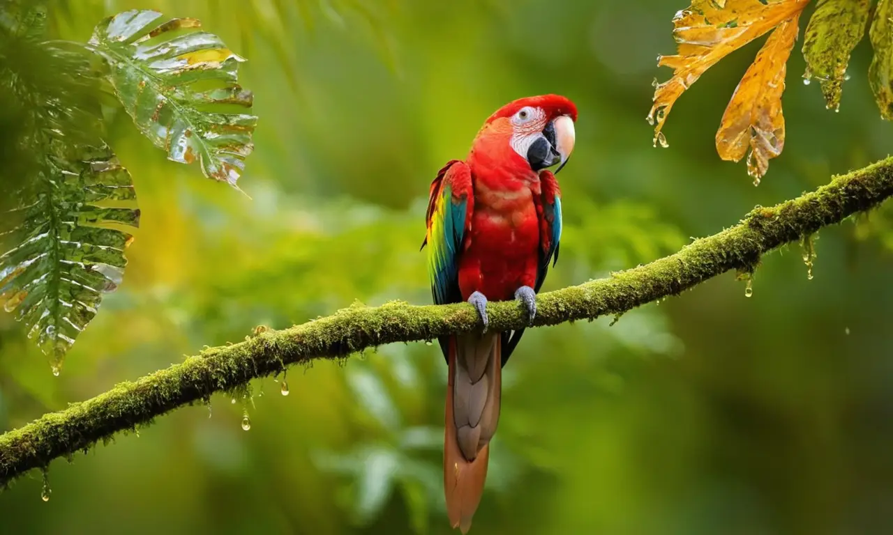 Selva vibrante con aves y amenazas sutiles