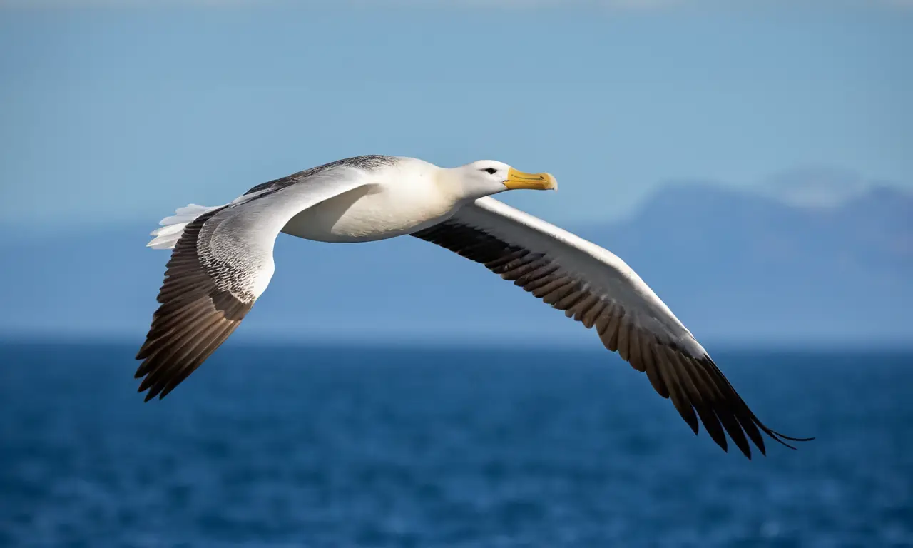 Albatros majestuoso vuela sobre el océano