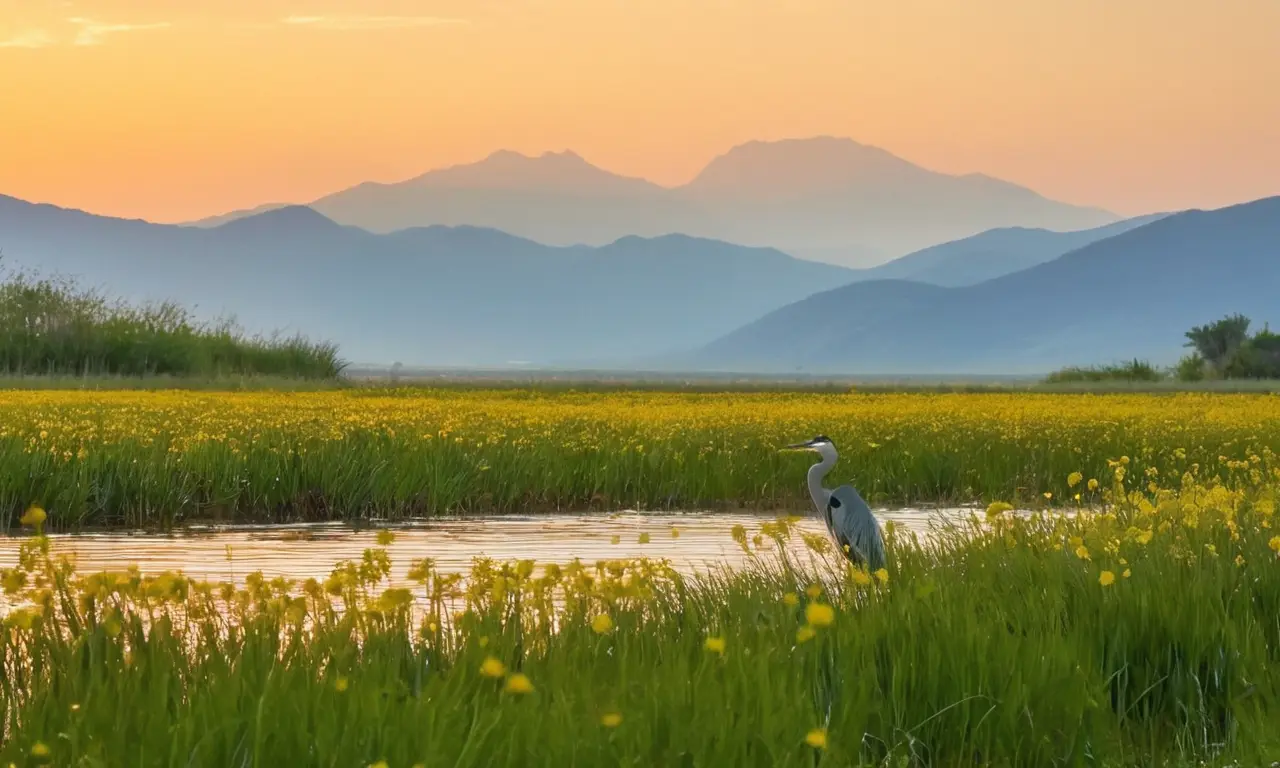 Paisaje sereno al amanecer, vida y armonía