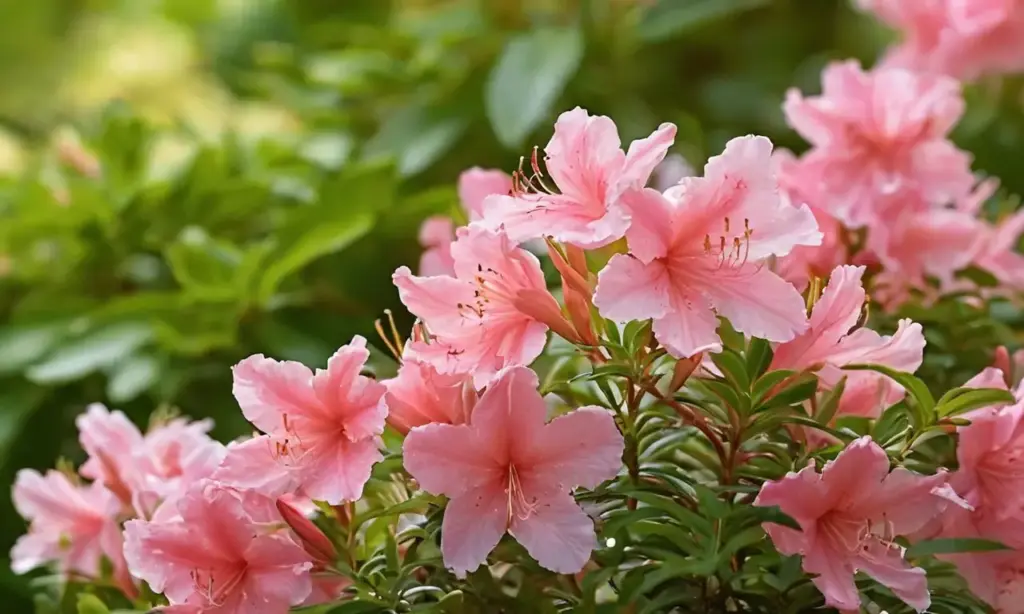 Flores de azalea crean un jardín sereno