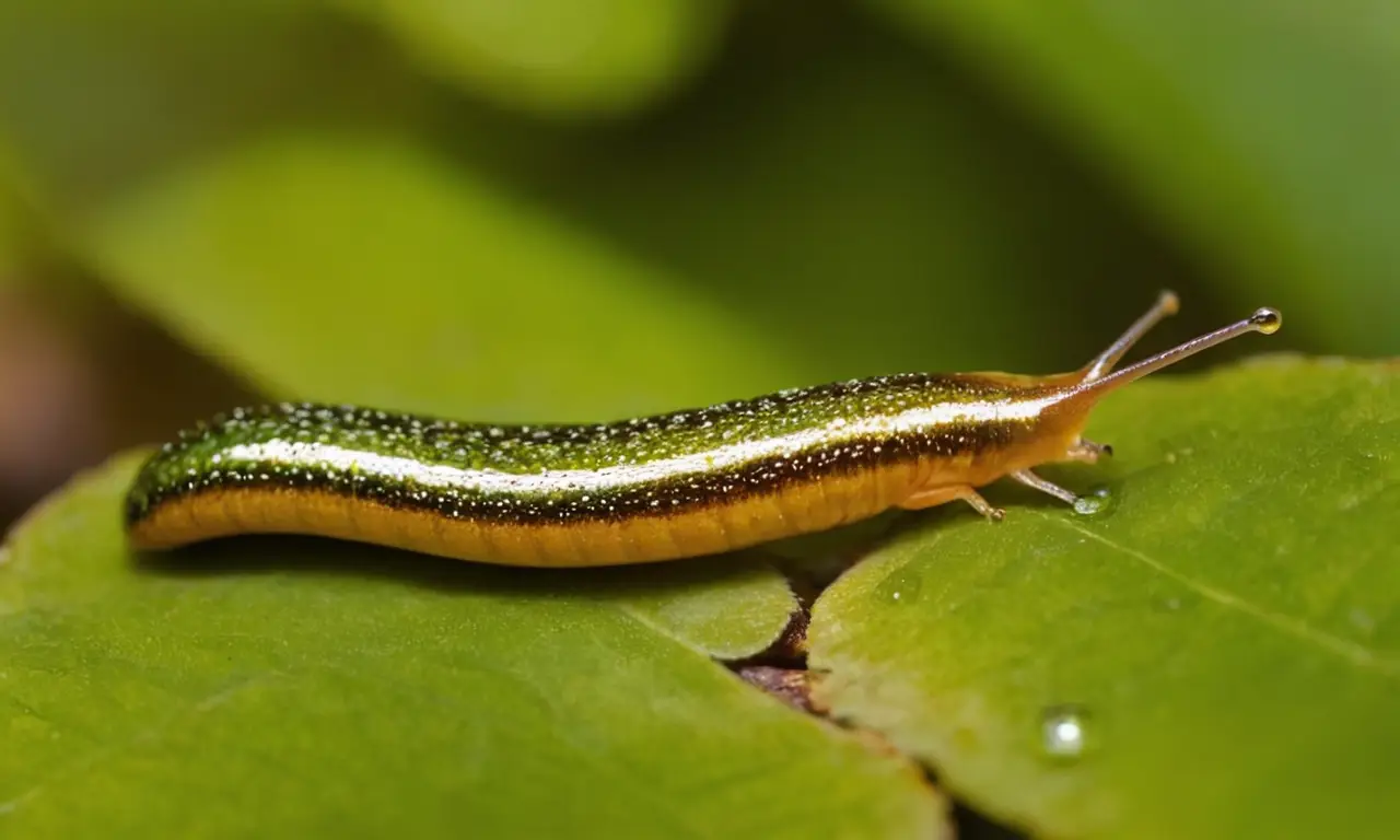 Babosa iridiscente brilla en bosque sereno