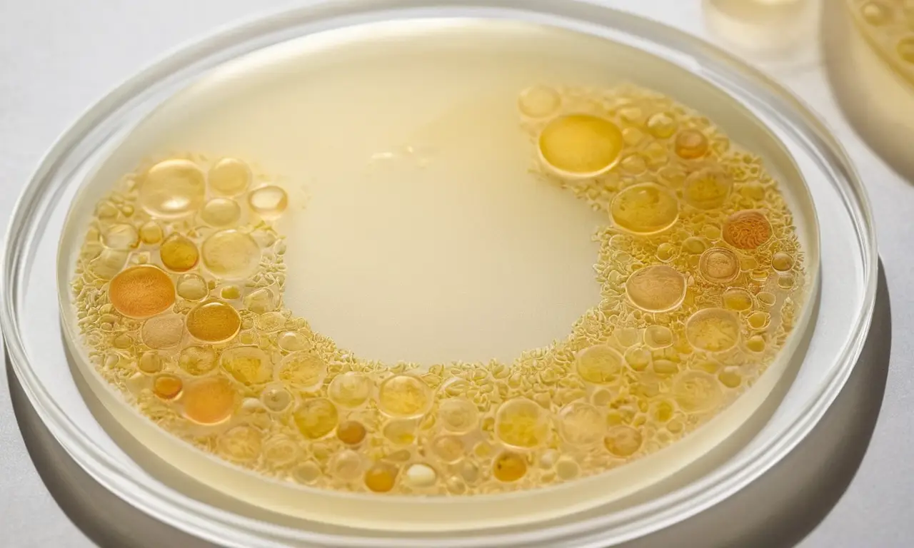 Cultivo bacteriano en placa de Petri iluminada