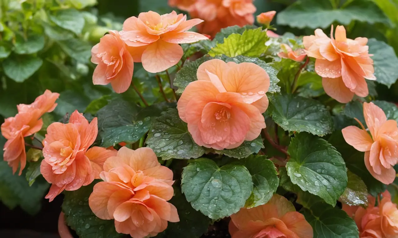 Ramo vibrante de begonias en interiores acogedores