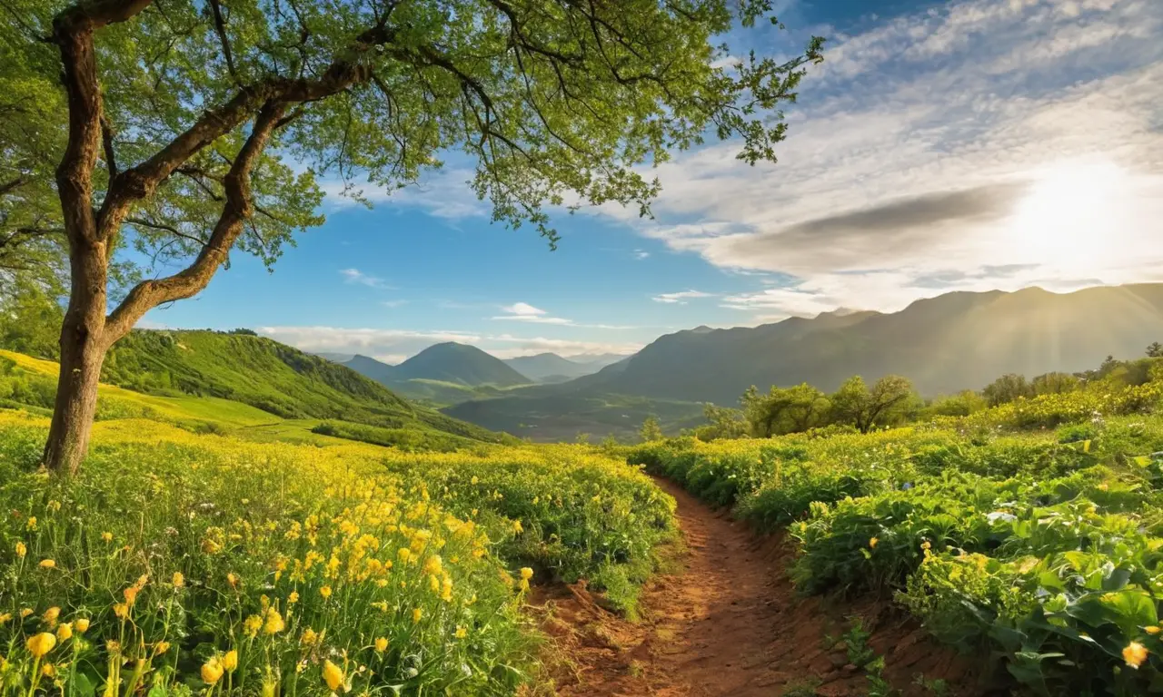 Campo vibrante con naturaleza y agricultura armoniosa