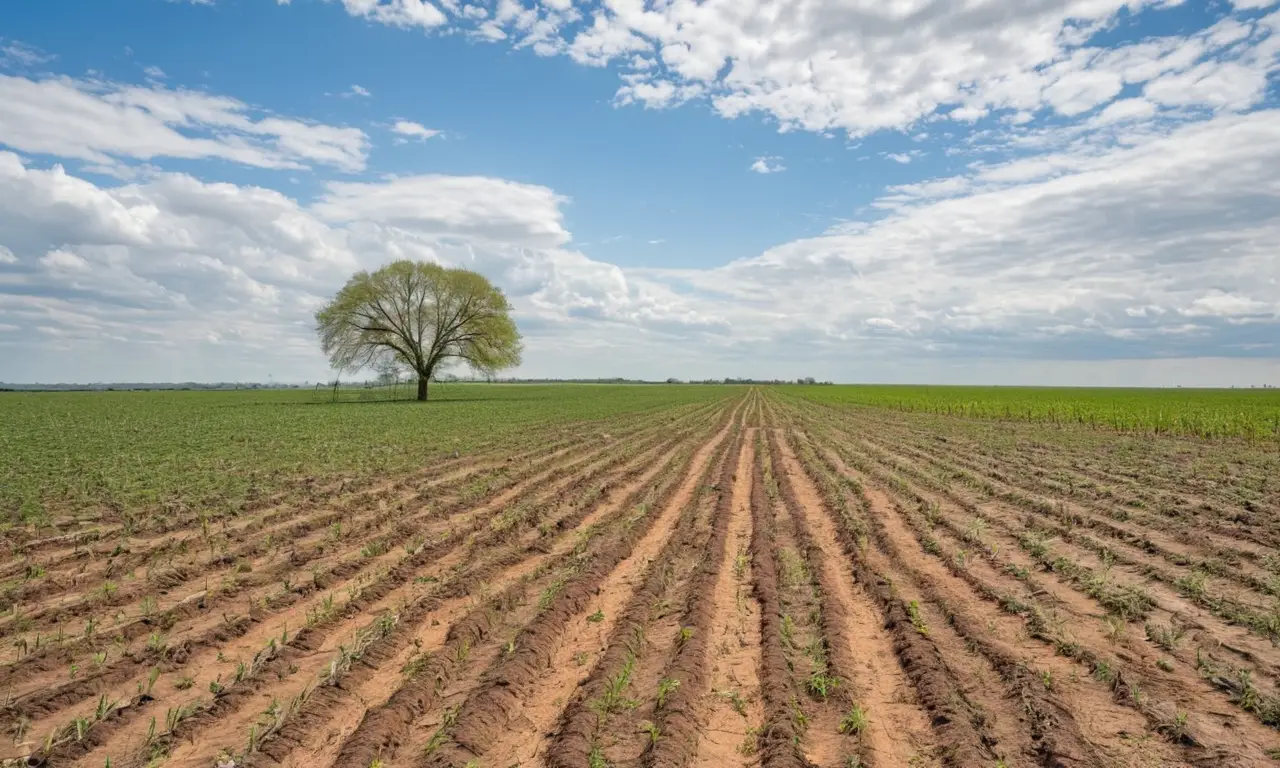 Paisaje agrícola árido y frágil con vida