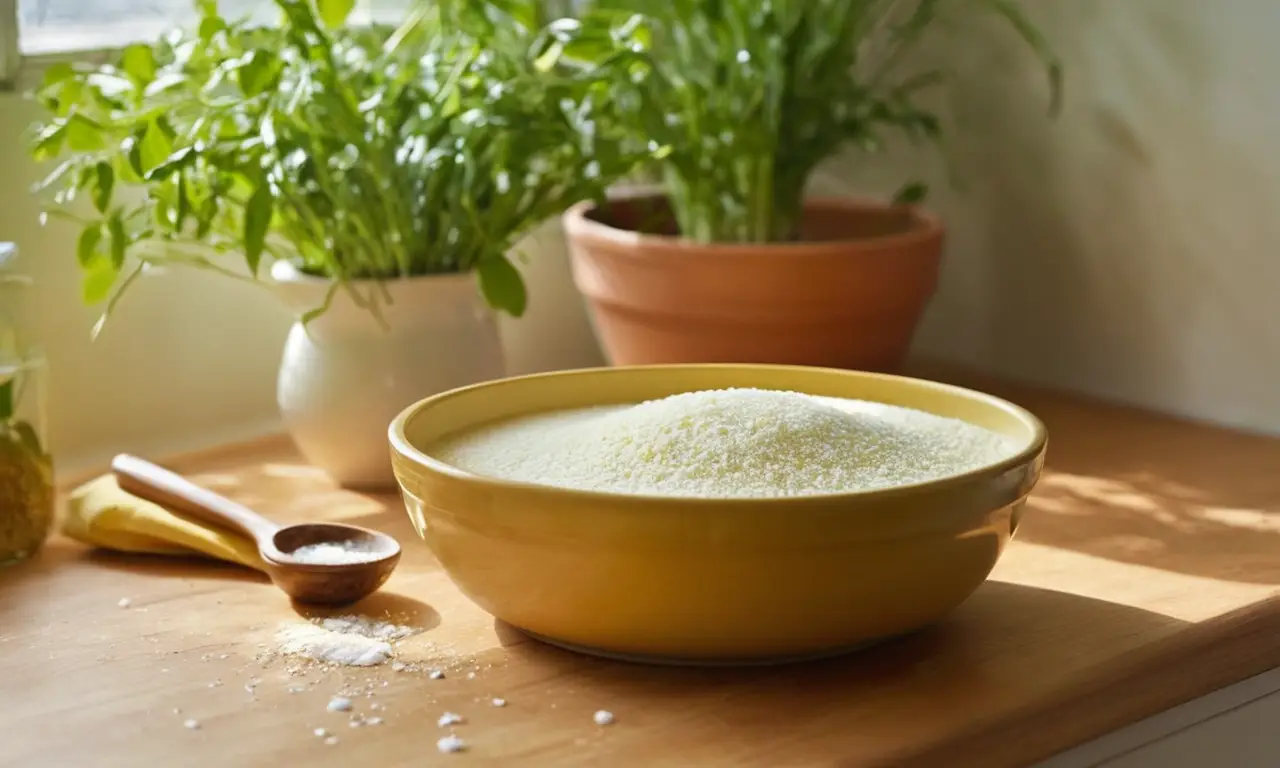 Cocina acogedora con ingredientes y utensilios vibrantes
