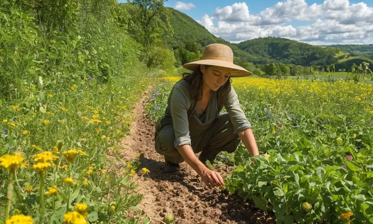 Campos vibrantes con cultivo y dedicación