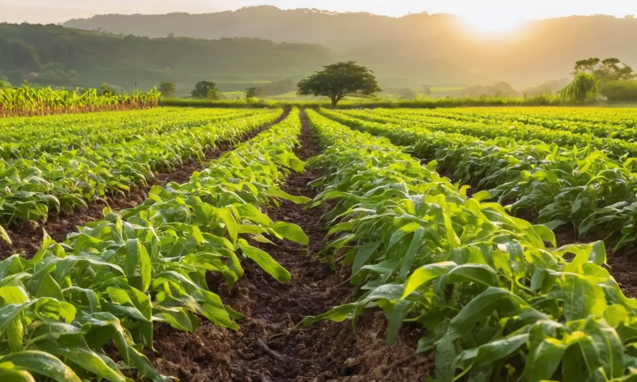 Campo vibrante que muestra sostenibilidad agrícola