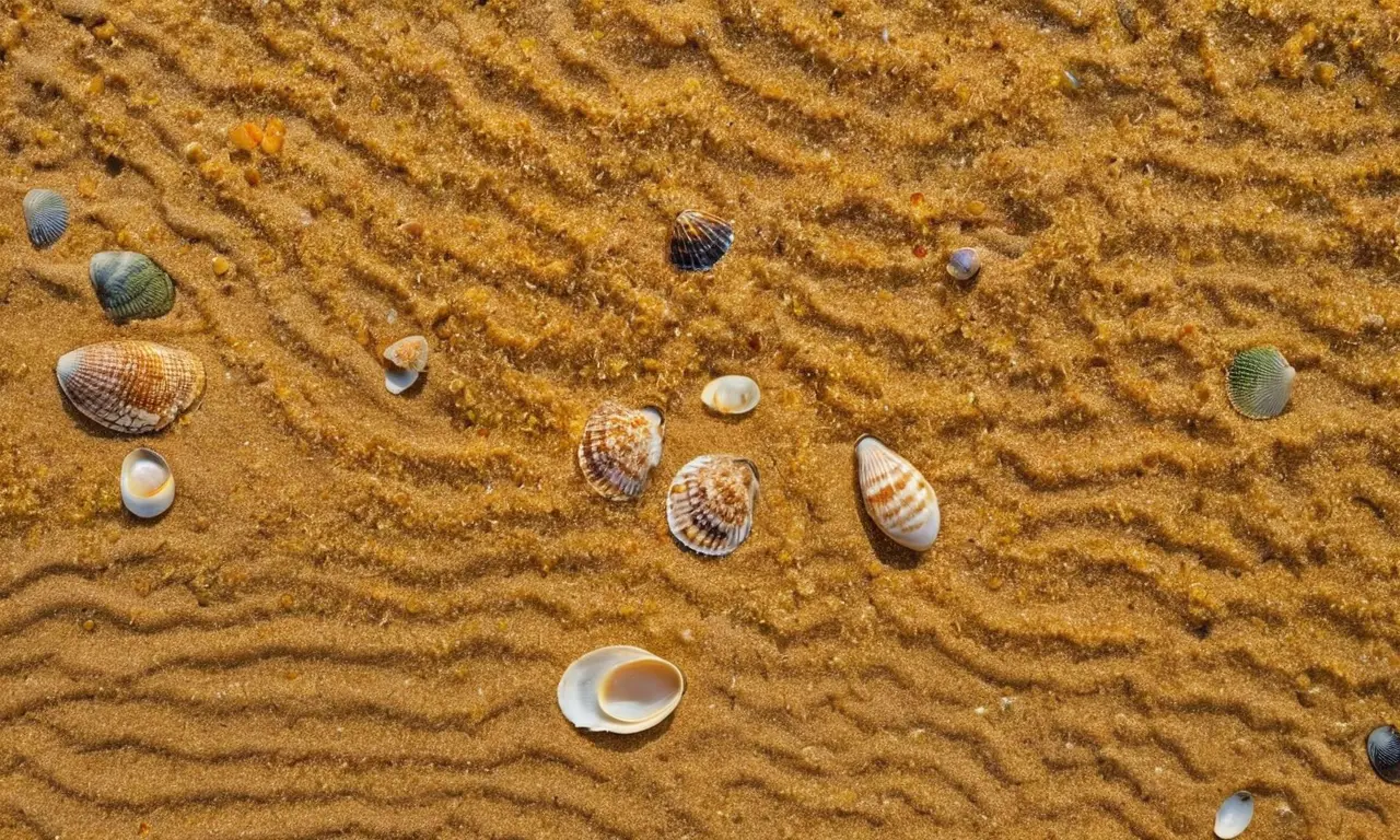 Escena costera vibrante con conchas únicas