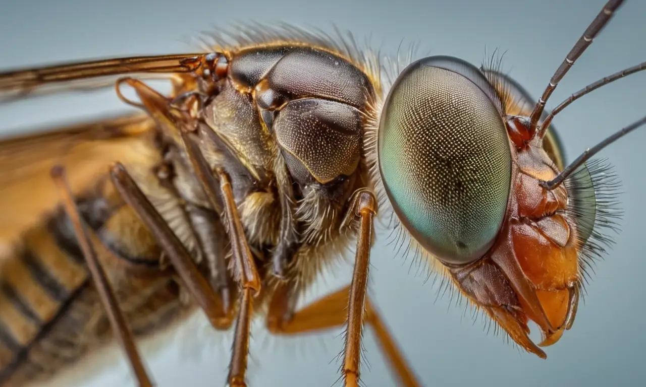 Detalles intrincados de un mosquito ampliado